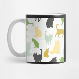 Green and Yellow Vintage Cats In Repeat Pattern Mug